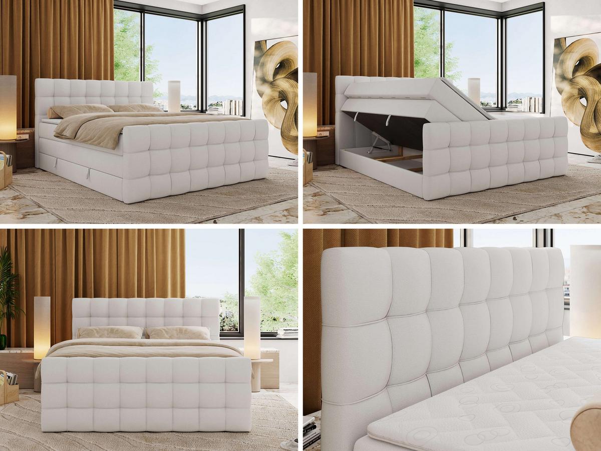 BOXSPRINGBETT ALTIVO KING DUO 140/200 - Weiß Kunstleder - H4 - Weiß, Textil (140/200cm) - MKS