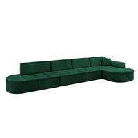 ECKSOFA Ottomane Rechts TARO-L3 - 413x171x79,5 cm Dunkelgrün - Grün, Holzwerkstoff/Textil (413/171cm) - ALTDECOR
