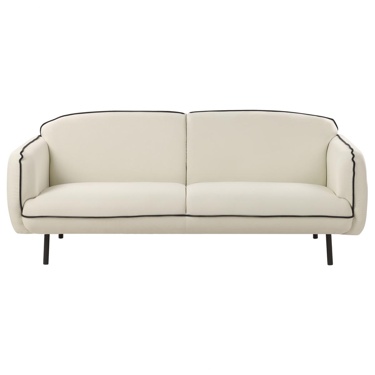 3-SITZER-SOFA hellbeige/schwarz mit Ottomane Tonsberg - Beige/Schwarz, Textil (198/78/85cm) - Beliani