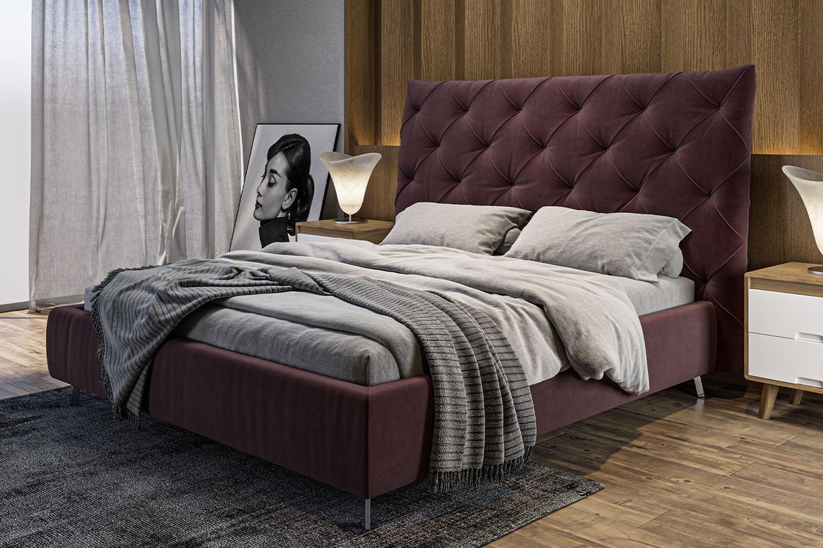 POLSTERBETT ANNY Violett Velvet - Violett, Textil (140/200cm) - KAWOLA