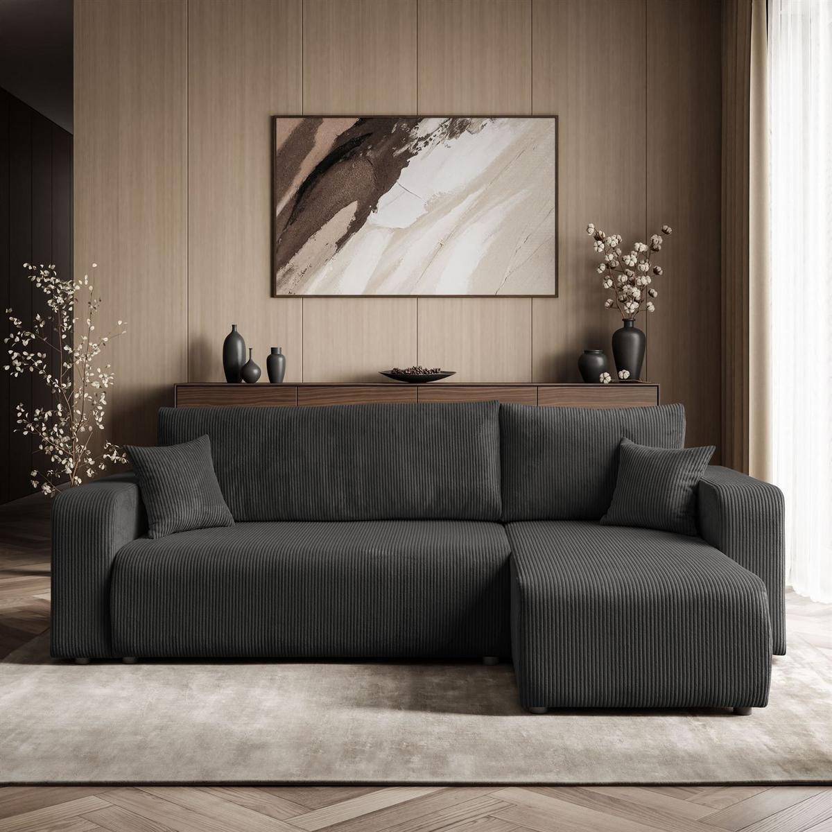 ECKSOFA PRESTIGE L, Poso 34 - Dunkelgrau, Textil (247/143cm) - Lookway