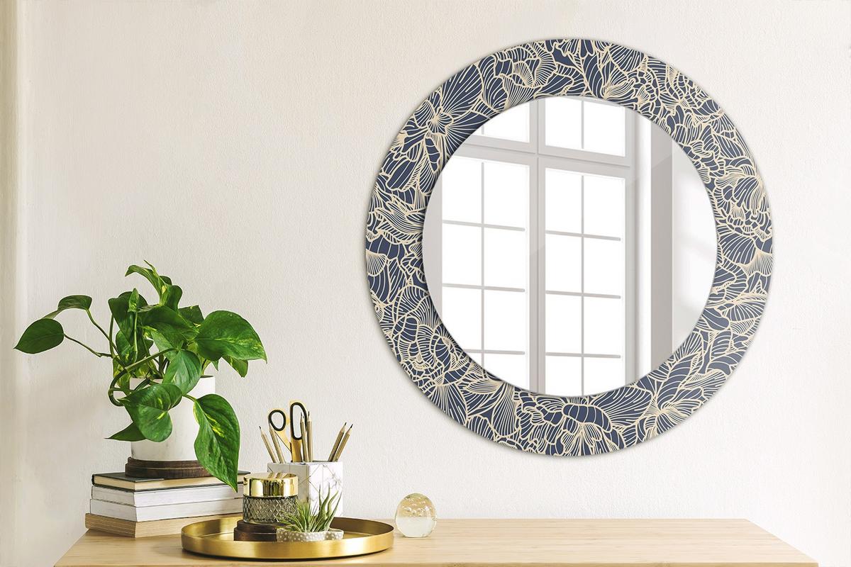 SPIEGEL Rund Ø 50 cm mit Aufdruck - Dunkelblau, Glas (50/50/0.4cm) - Wallfluent