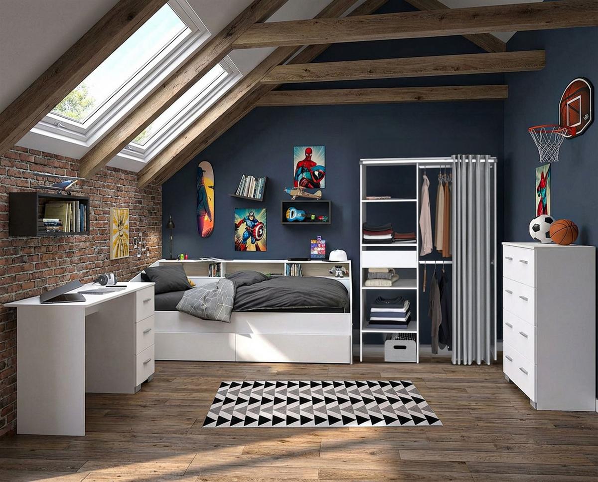 KINDERZIMMER SET Parisot Sleep 4-tlg. Holzdekor Weiß/Eiche - Eichefarben/Weiß, Kunststoff (100/1/200cm) - 58aufmkessel