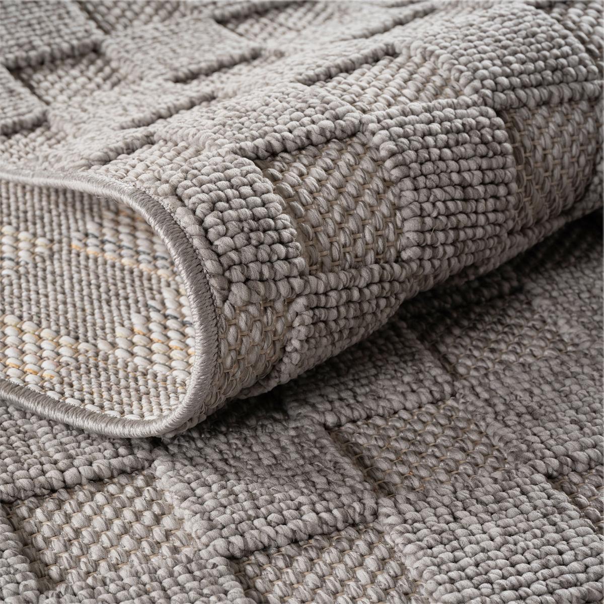 TEPPICH Flachgewebe LANGAU in Silber, mit Schachbrettmuster, 120 x 170 cm - Silberfarben, Textil (120/170cm) - KADIMA DESIGN