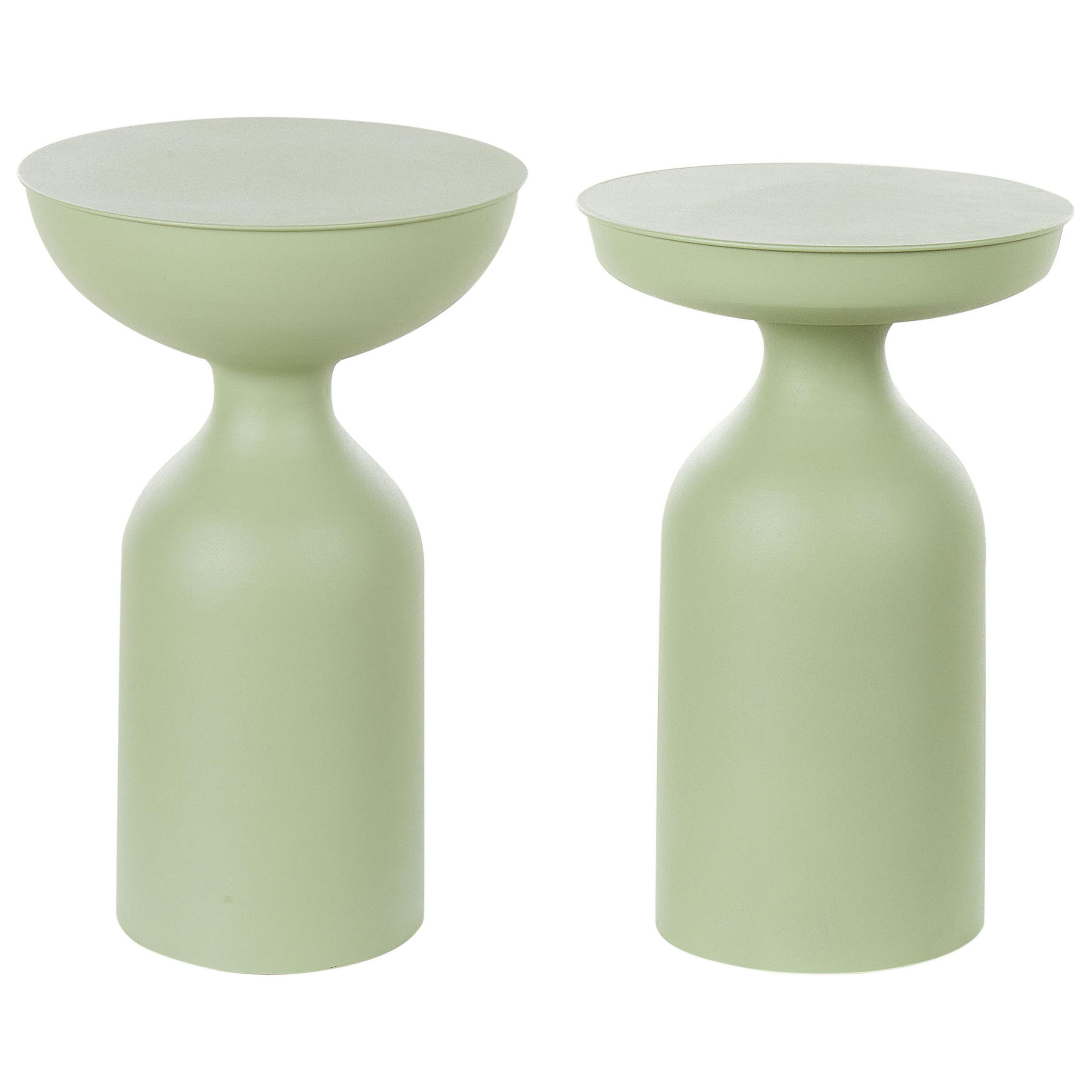 BEISTELLTISCH 2er-Set Metall hellgrün rund Cota/Tenjo - Grün, Metall (36/36/56cm) - Beliani