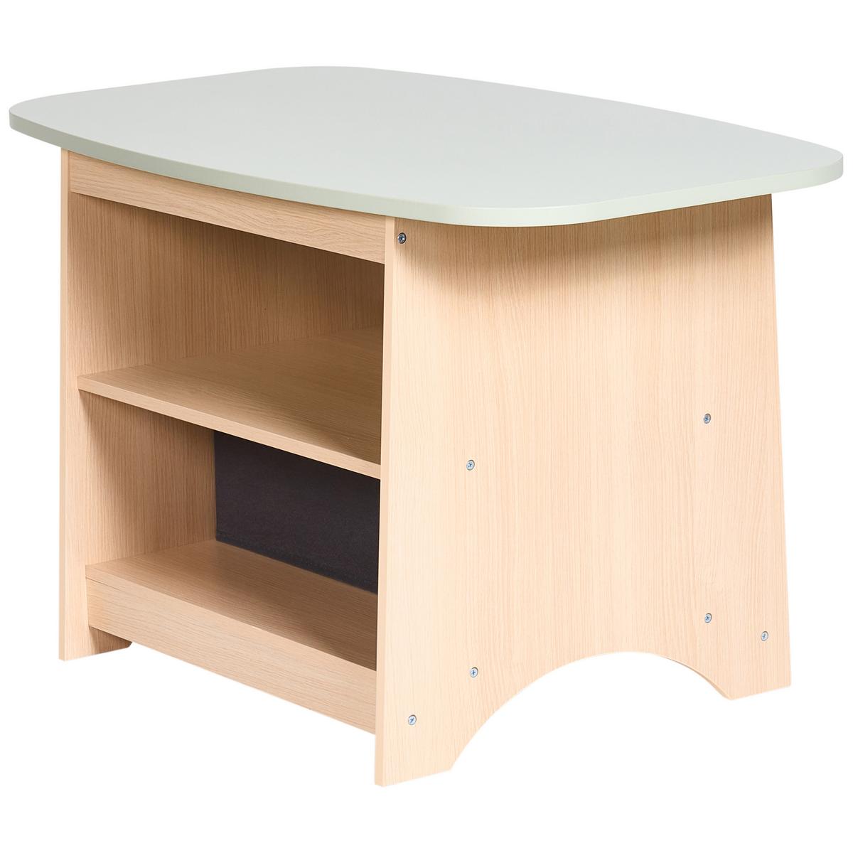 KINDERTISCH mit Stühlen Hellbraun/Grün Lucas - Hellbraun, Holzwerkstoff (80/50/48cm) - Beliani