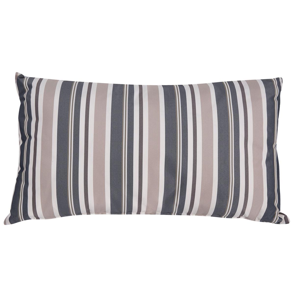 GARTENKISSEN 2er-Set dunkelblau/beige gestreift 40/70 cm Kastos - Hellbraun, Textil (40/70cm) - Beliani