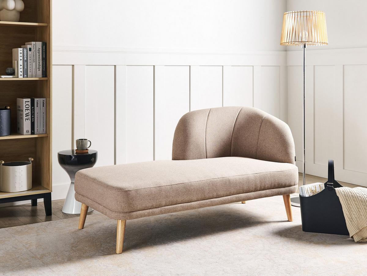 CHAISELONGUE-RECHTSSEITIGE Stoff Hellbraun Tanlay - Hellbraun/Braun, Textil (74/78/153cm) - Beliani