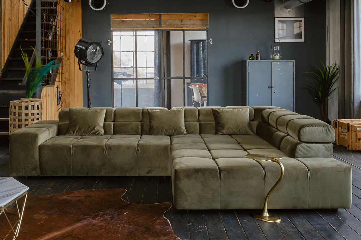ECKSOFA NEVADA Hellgrün Velvet - Schwarz/Hellgrün, Textil (319/215cm) - KAWOLA