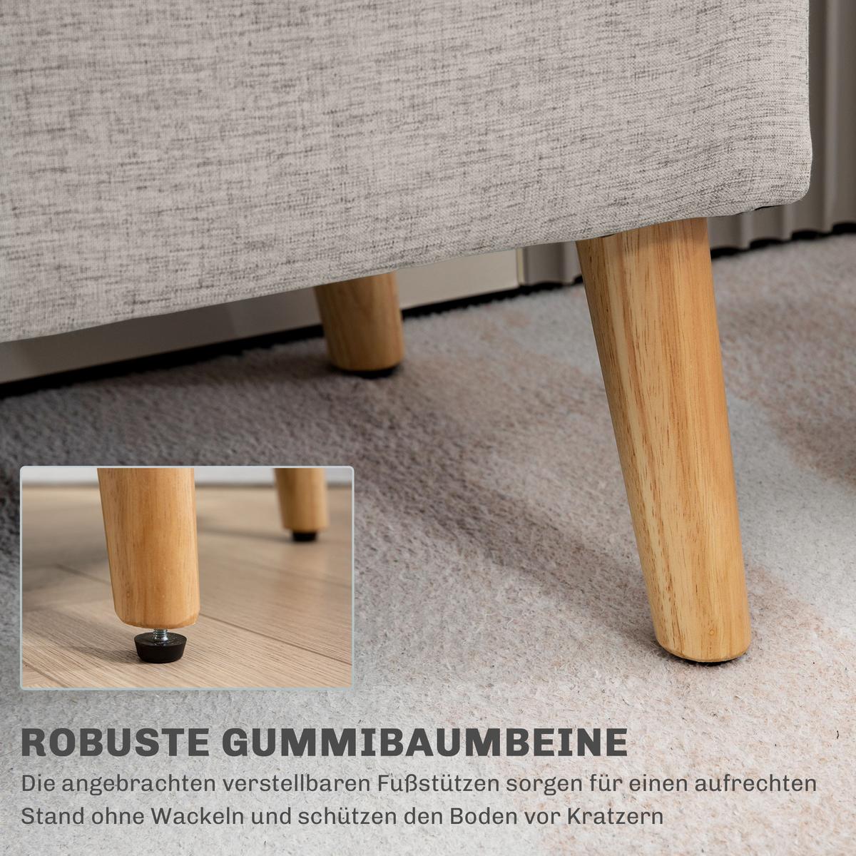 TRUHENBANK scandinavia Polyester Holz Beige - Beige, Kunststoff (39/45/110cm) - HOMCOM