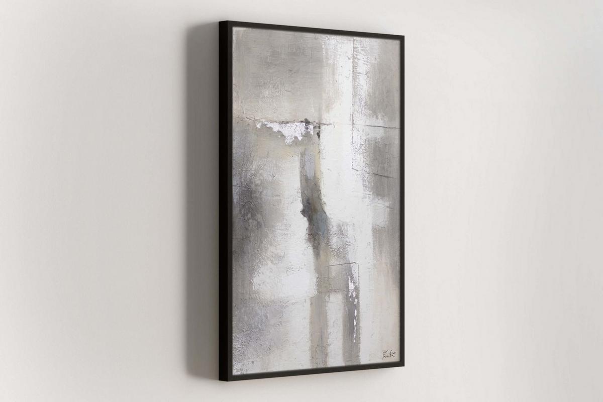 ACRYLBILD HANDGEMALT 90/60 cm - Beige/Grau, Holz/Textil (90/60cm) - KUNSTLOFT