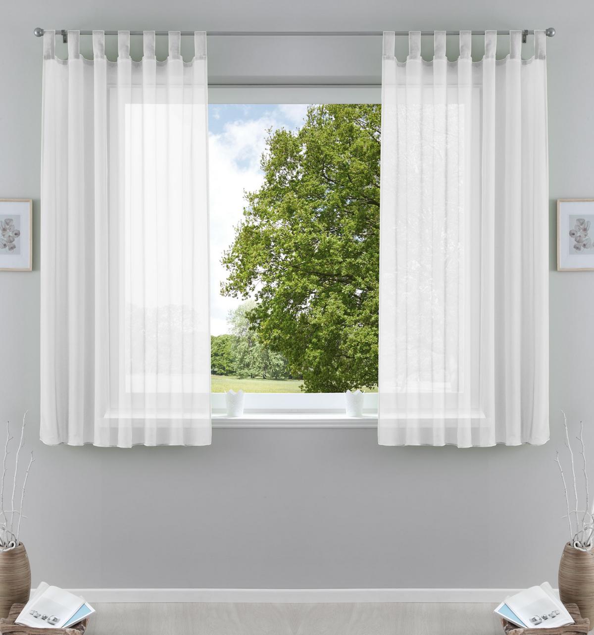 SCHLAUFENGARDINEN Voile 2er Set 175x140 cm Weiß - Weiß, Textil (140/175cm) - Gardinenbox.eu