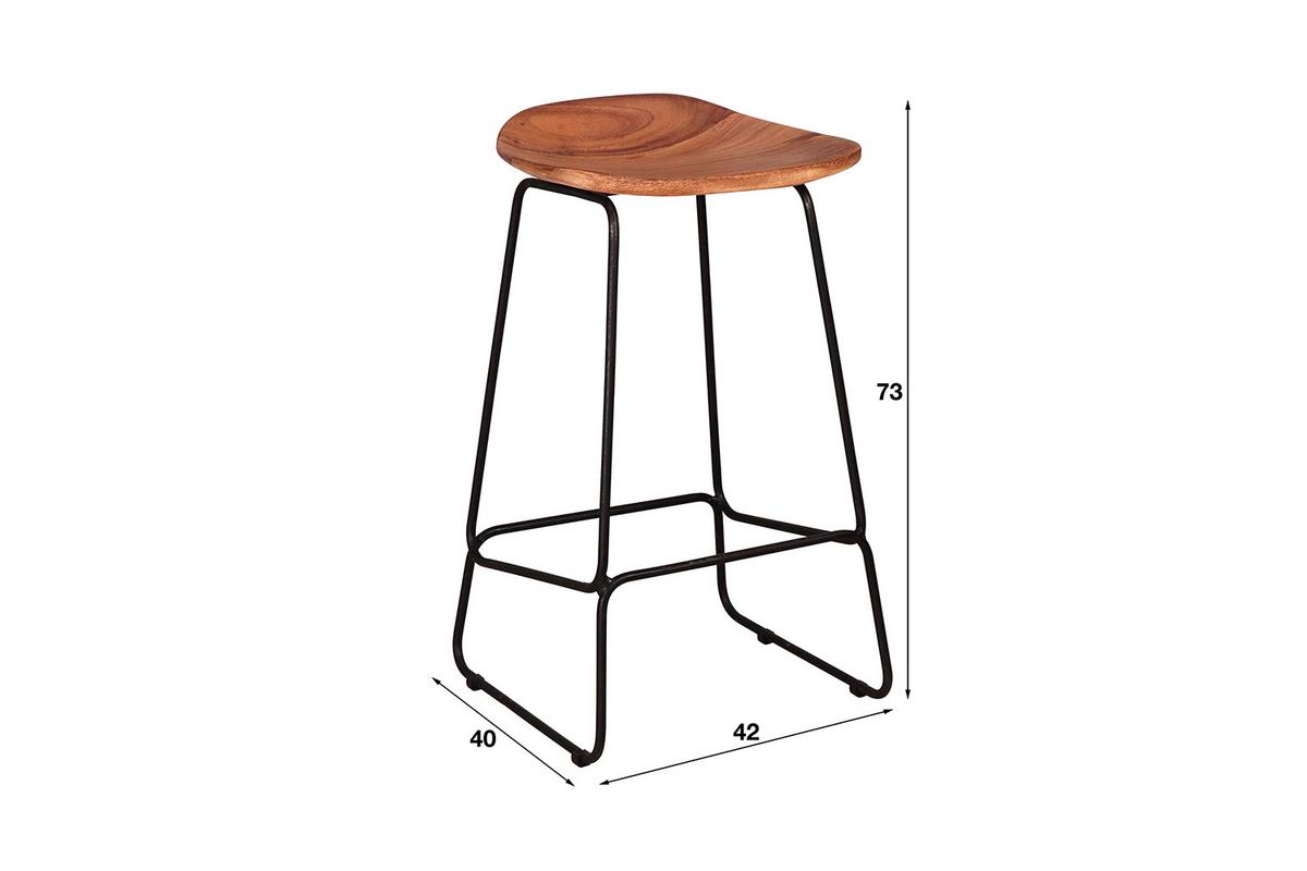 BARHOCKER LEMMY 4ER SET Braun Holz (1er-Set) - Braun, Holz (42/73/40cm) - KAWOLA