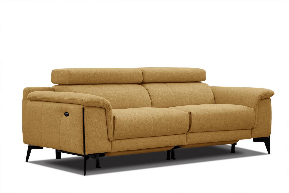RELAXSOFA MATERA 3-Sitzer mit 2 Relaxfunktionen, dunkelgelb - Dunkelgelb/Schwarz, Holzwerkstoff/Textil (212/82/103cm) - Wozimo