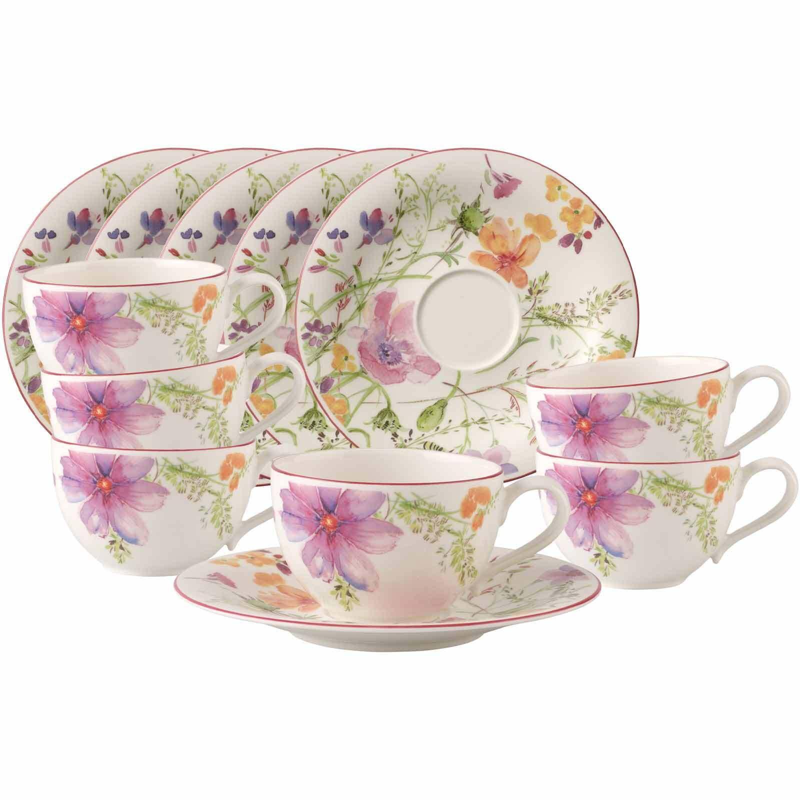 FRÜHSTÜCKSTASSEN MIT UNTERTASSEN Mariefleur Basic bunt 290 ml 6er Set - Multicolor, Keramik (0.29L) - Villeroy & Boch