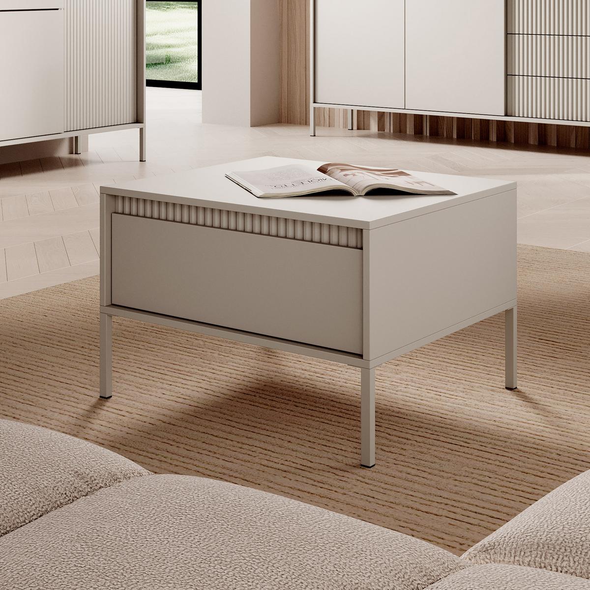 COUCHTISCH SENSATO 68 cm Beige - Beige, Holzwerkstoff (68/68/48.4cm) - MASSENO