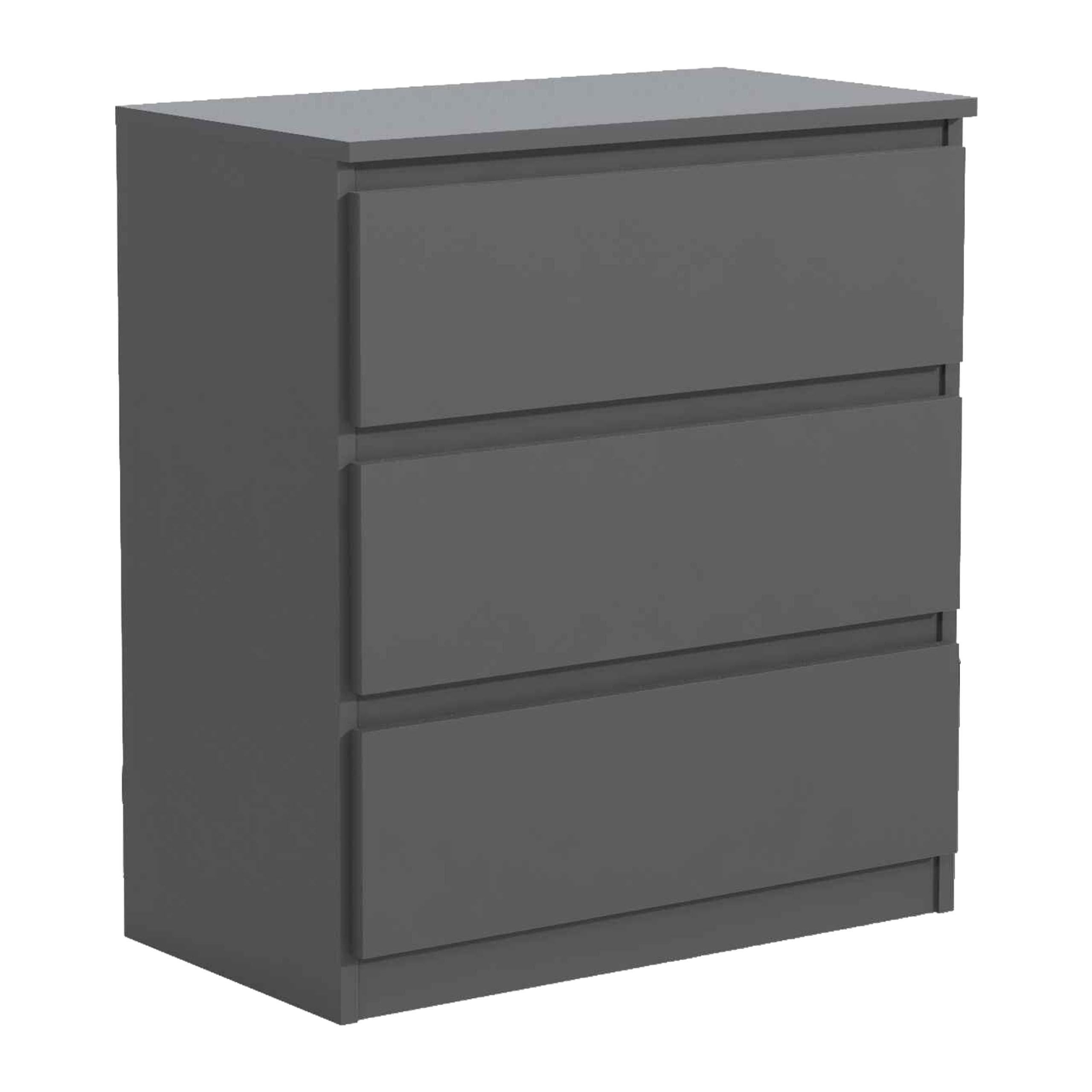 KOMMODE NUDO 70/78,5/39cm mit 3 Schubladen Türen Anthrazit - Anthrazit, Holzwerkstoff (70/78.5/39cm) - MASSENO