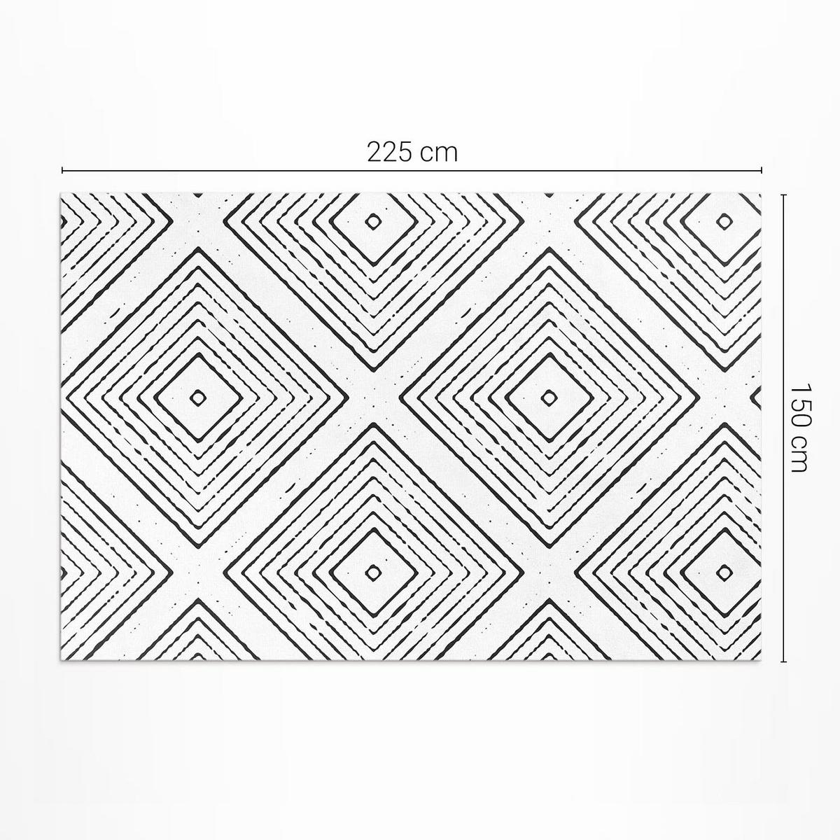 TEPPICH 150x225 cm Regelmäßige Quadrate Boho Muster - Weiß, Kunststoff (150/225cm) - Wallfluent