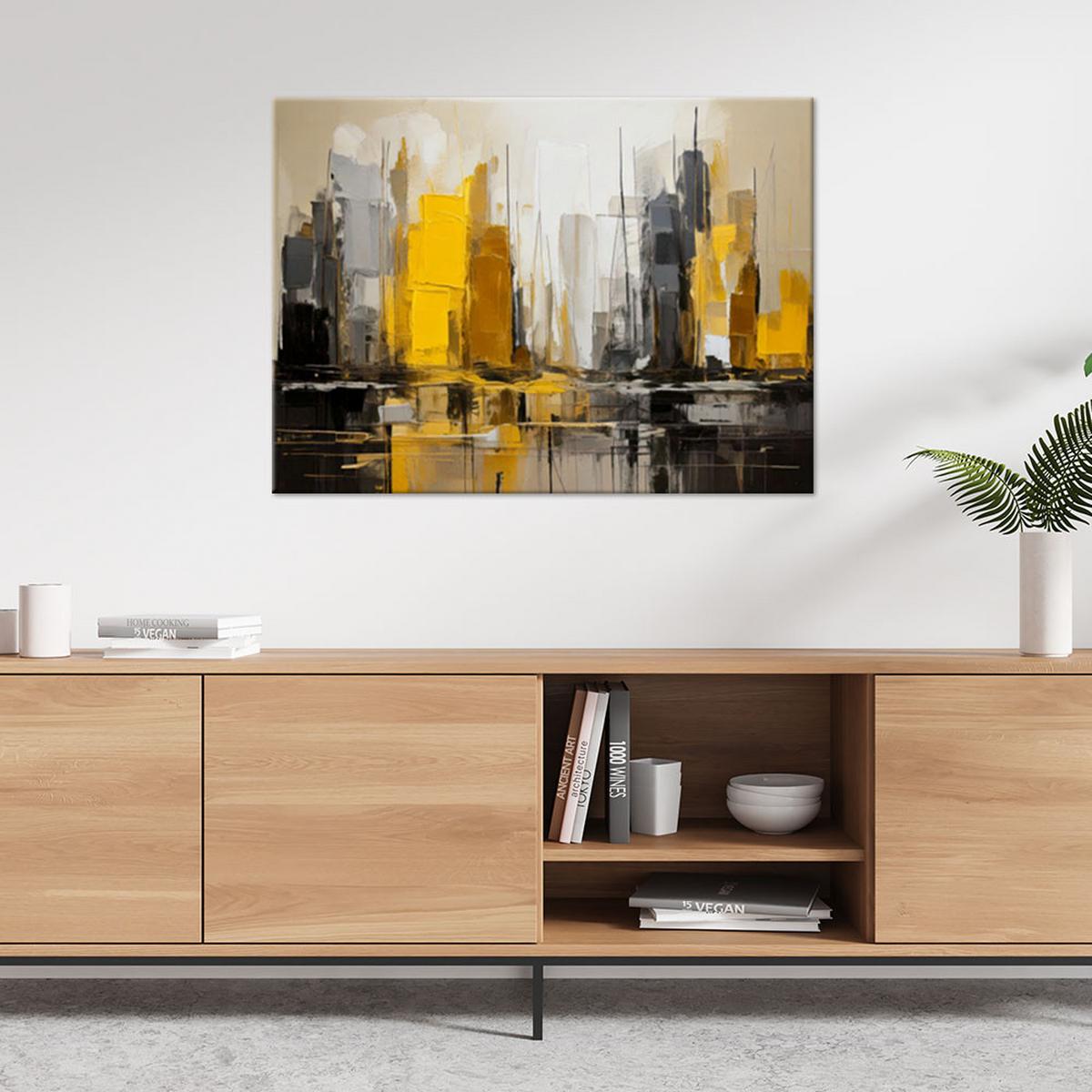 LEINWANDBILD Abstraktion 100x70cm - Gelb, Textil (100/70cm) - Feeby