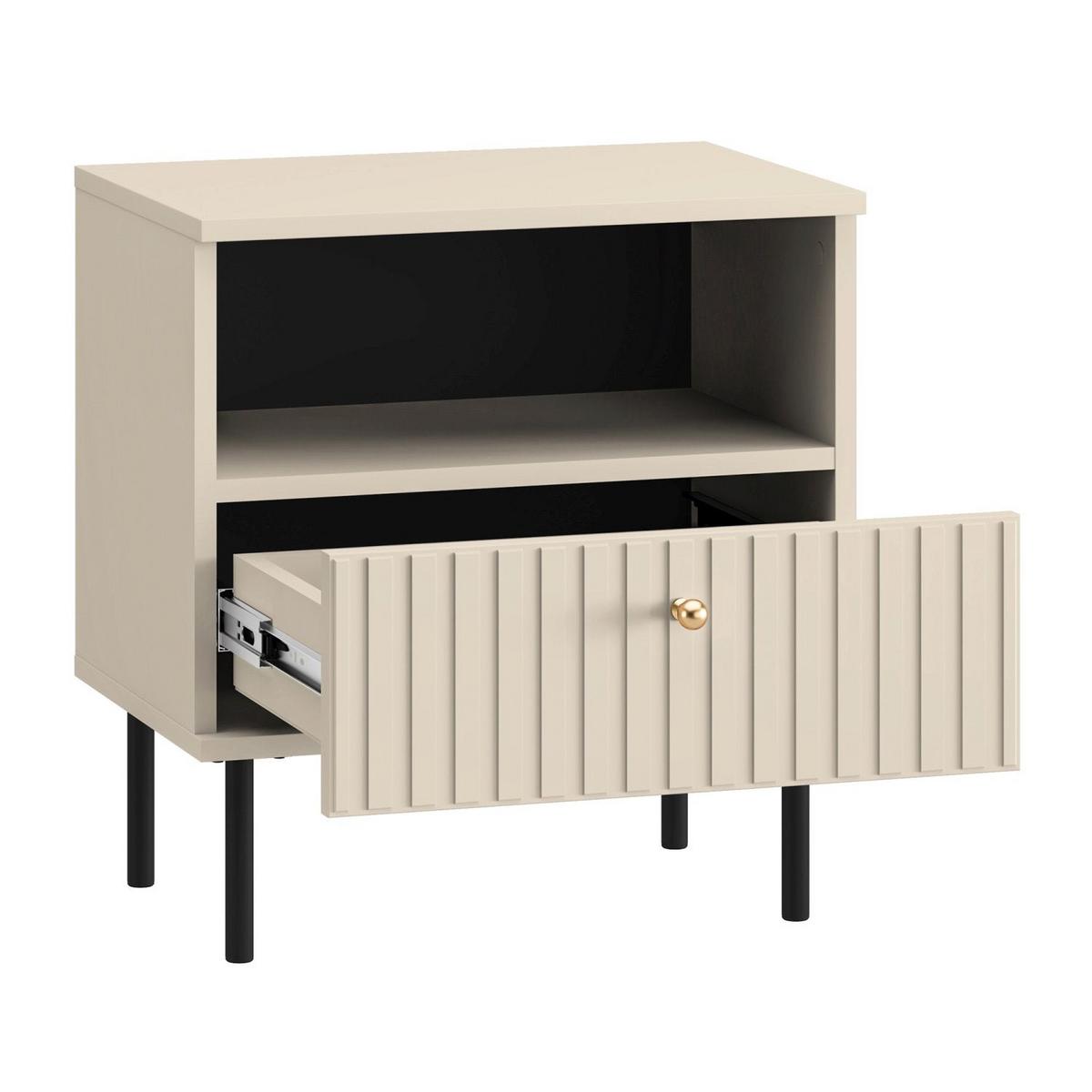 NACHTTISCH Caletto Beige 50 cm - Beige/Goldfarben, Holzwerkstoff/Metall (50/53/34cm) - Selsey