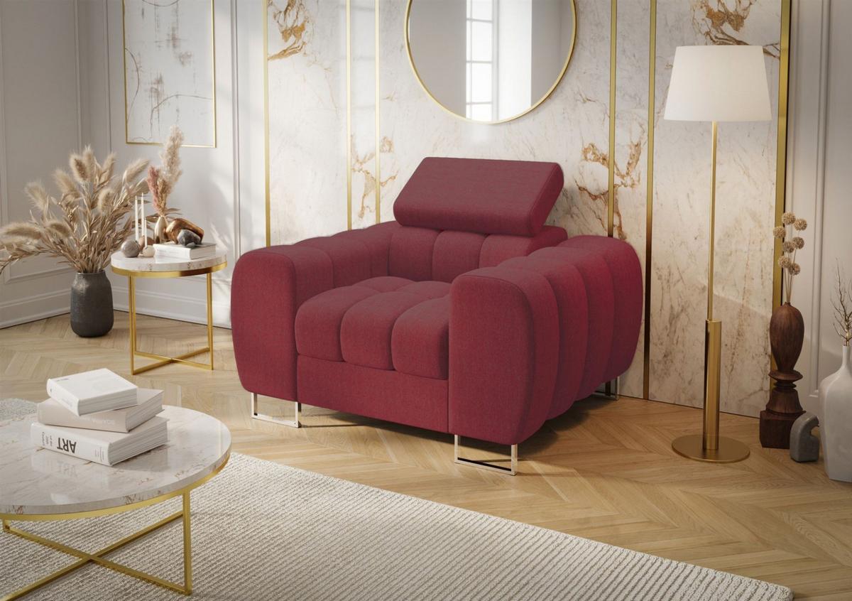 SESSEL Bastien In Stoff Gemma - Rot, Holzwerkstoff/Textil (115/95/97cm) - Fun Möbel