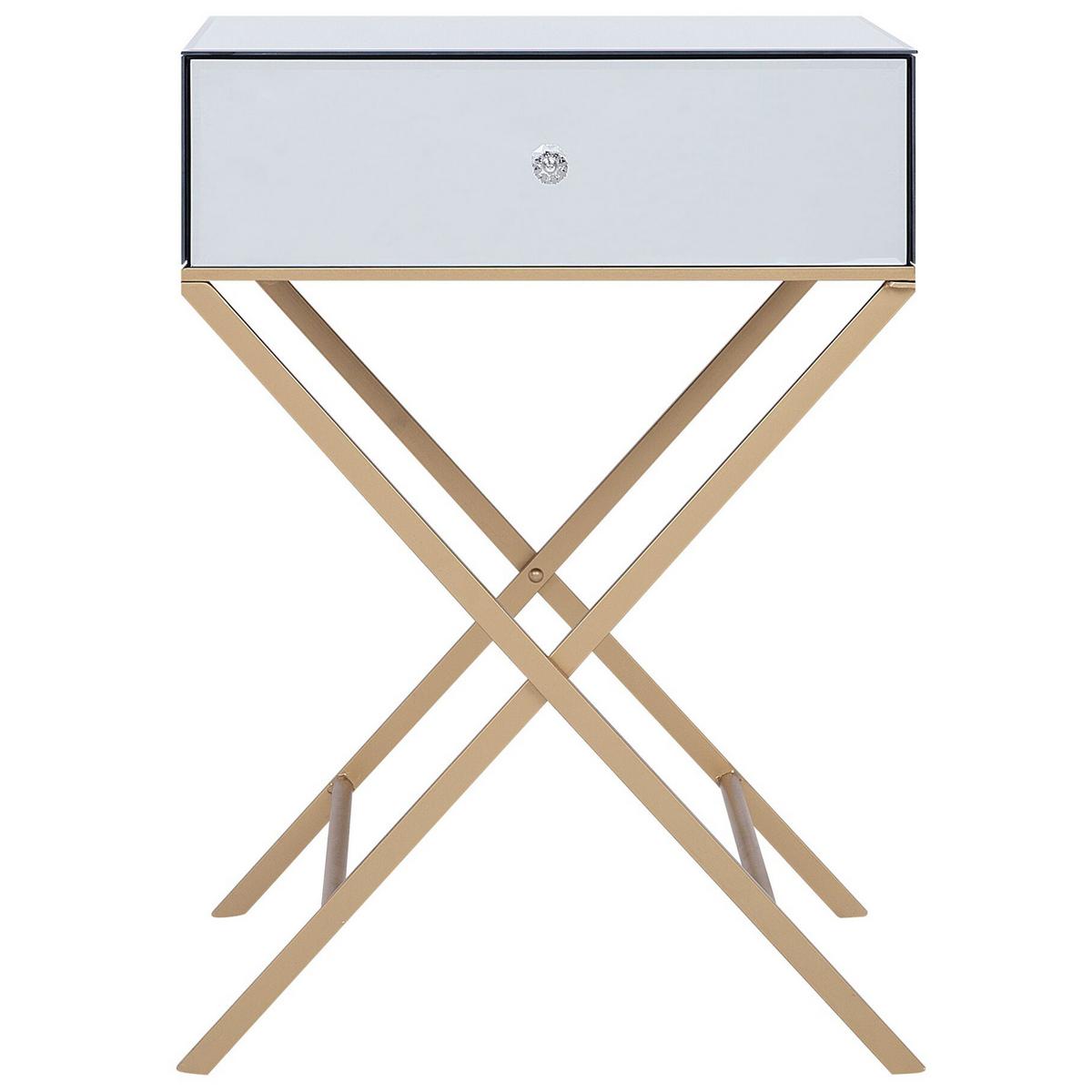 BEISTELLTISCH Spiegeleffekt rechteckig 40/50 cm Vivy - Silberfarben/Goldfarben, Glas (40/50/70cm) - Beliani