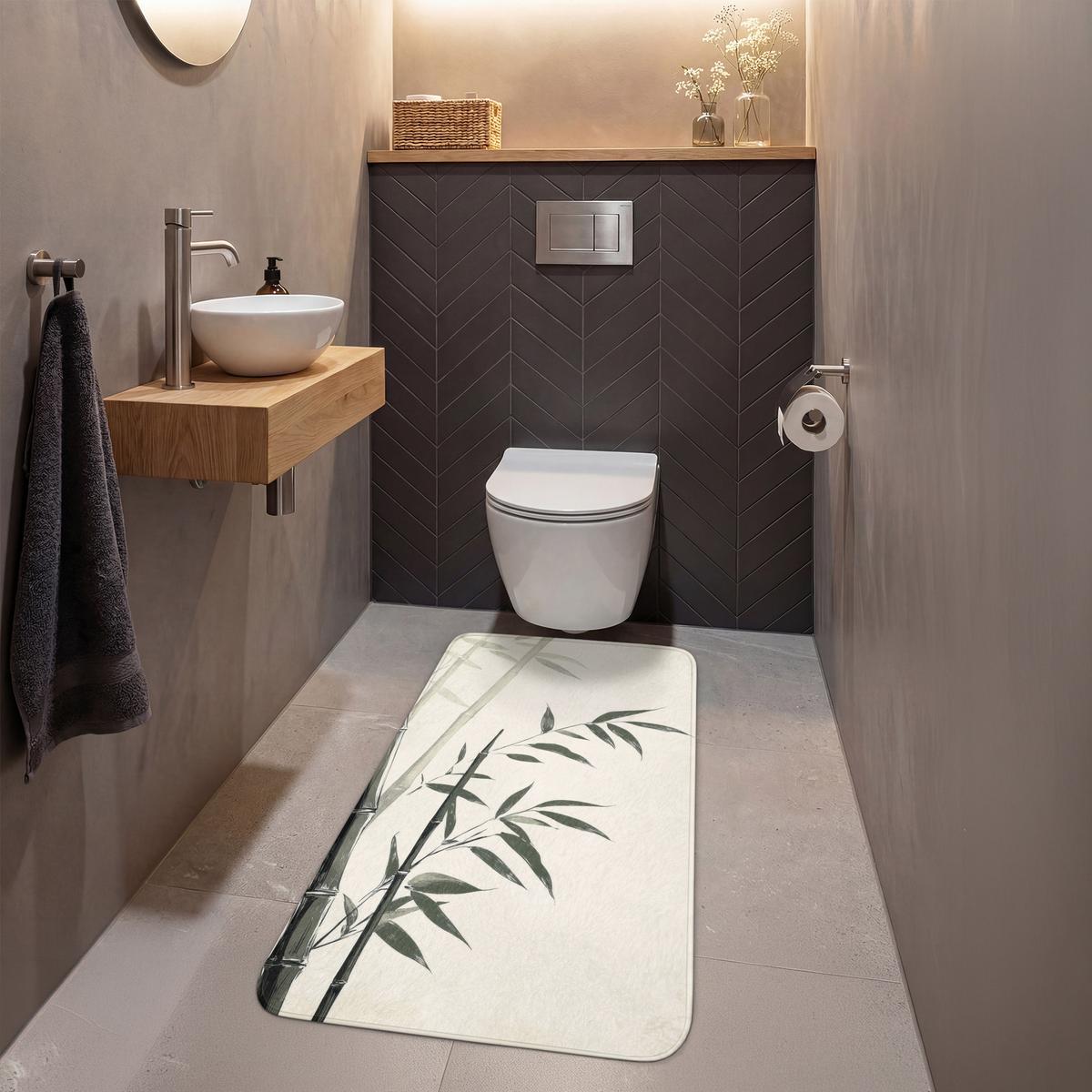 WC-VORLEGER Japandi - Bambus - Beige Toilettenvorleger 60x120 cm - Ecru, Textil (60/1cm) - OnlyWow