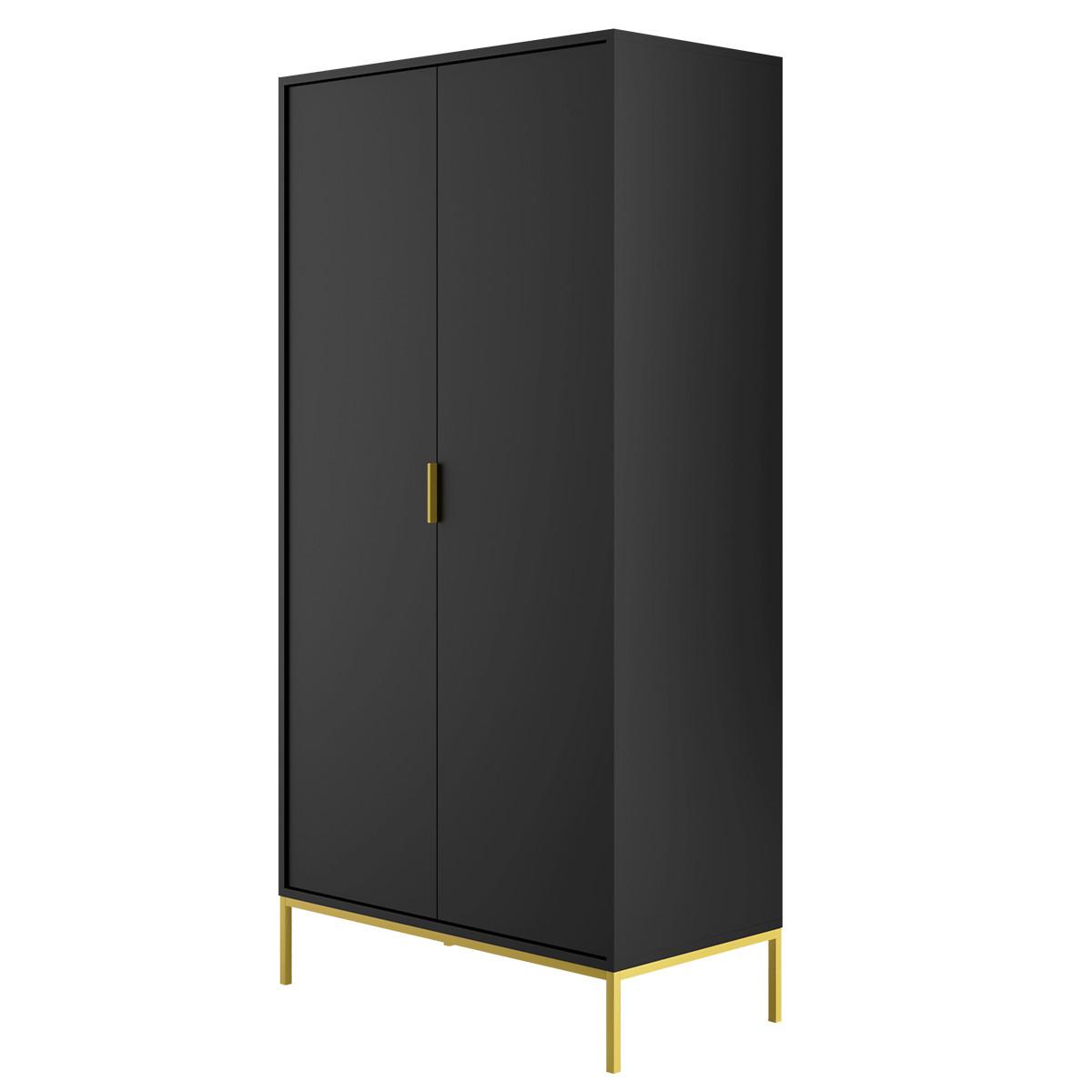 SCHRANK 2 Türen Seattle Schwarz - Schwarz, Holzwerkstoff (100/205.4/55cm) - Petits-meubles