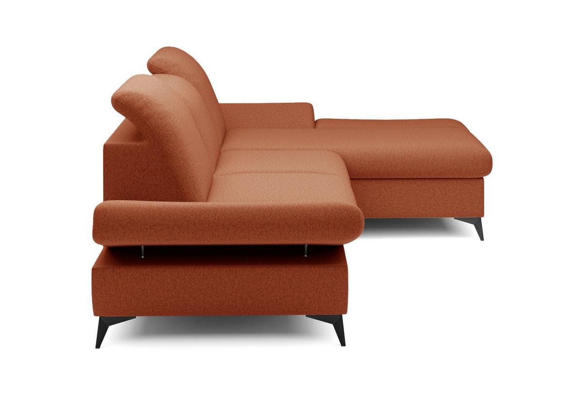 ECKSOFA FELICE R-S Orange Geflochtener Stoff mit Schlaffunktion - Orange, Holz (284/166cm) - MASSENO