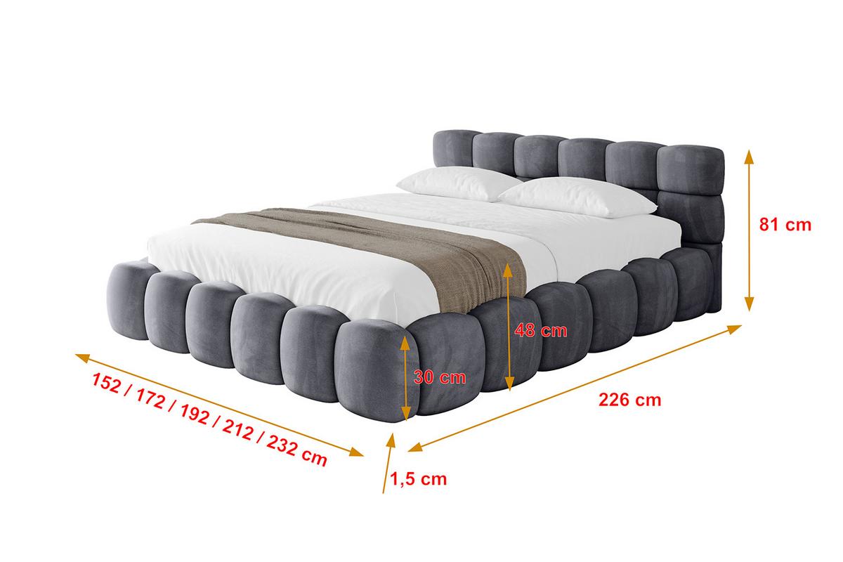 POLSTERBETT mit Bettkasten und Lattenrost, Boxbett ohne Matratze - LEYA-v1 180x200 Dunkelgrau - Dunkelgrau, Holzwerkstoff/Textil (180/200cm) - ALTDECOR