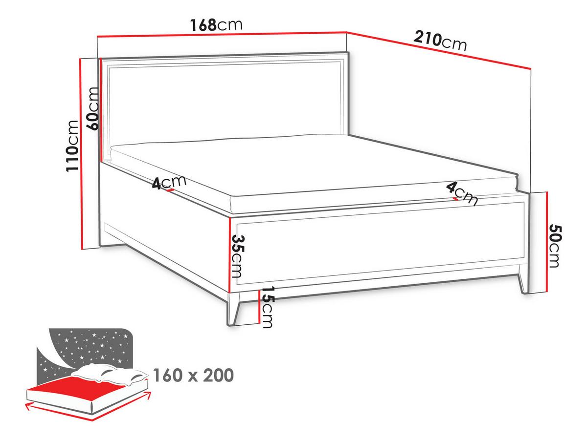 BETT Windsor W-16 - 160x200 cm - Kaschmir/Naturfarben, Holz/Holzwerkstoff (160/200cm) - MIRJAN24