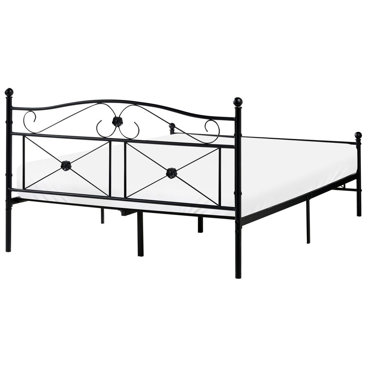 BETT mit Lattenrost 140/200 cm Stahl Schwarz Rodez - Schwarz, Metall (140/200cm) - Beliani