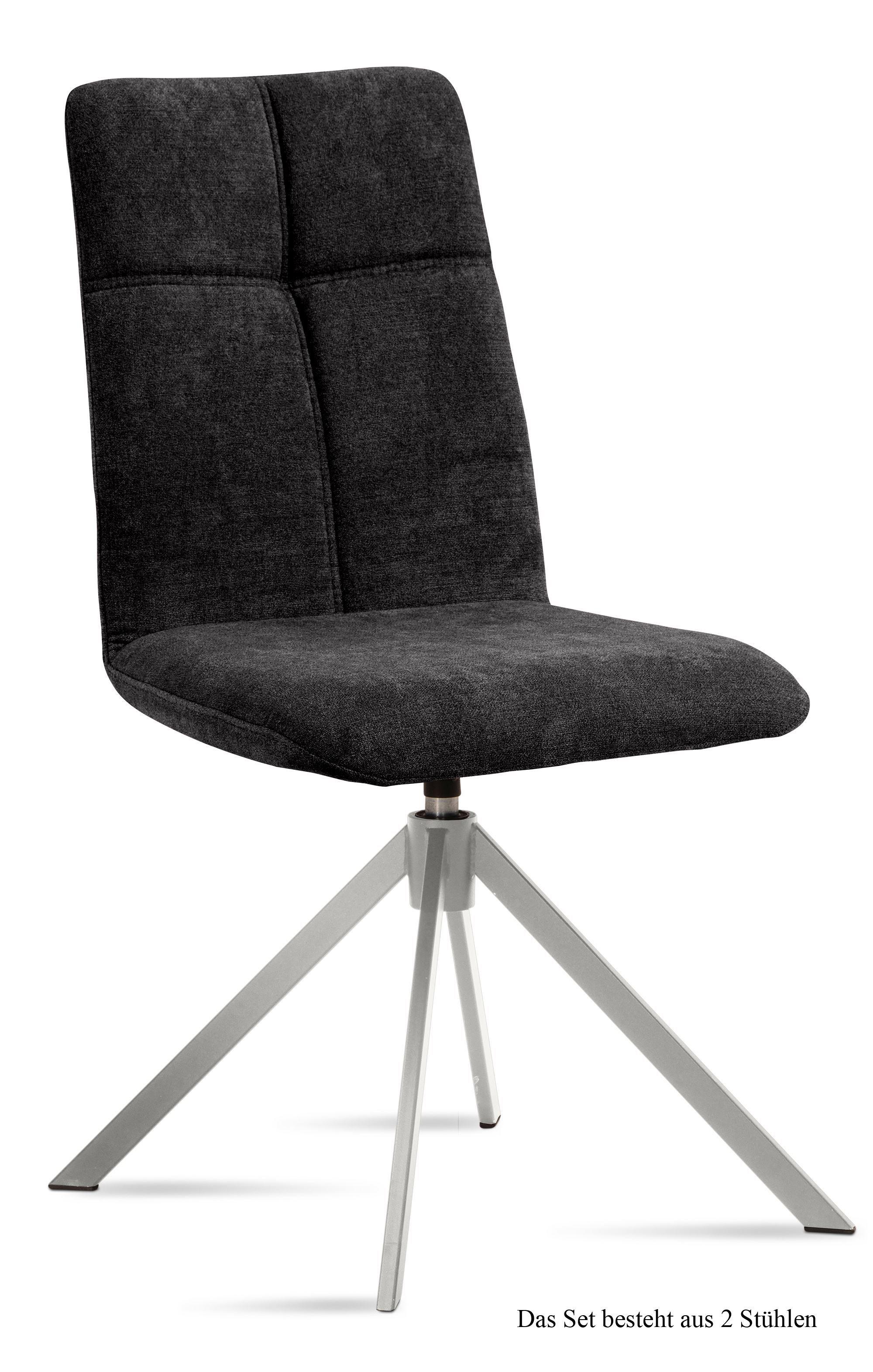 ESSZIMMERSTUHL drehbar (2er-Set) Dreddy 47x92x60 Edelstahl/Anthrazit - Edelstahlfarben/Anthrazit, Kunststoff (60/92/47cm) - 58aufmkessel