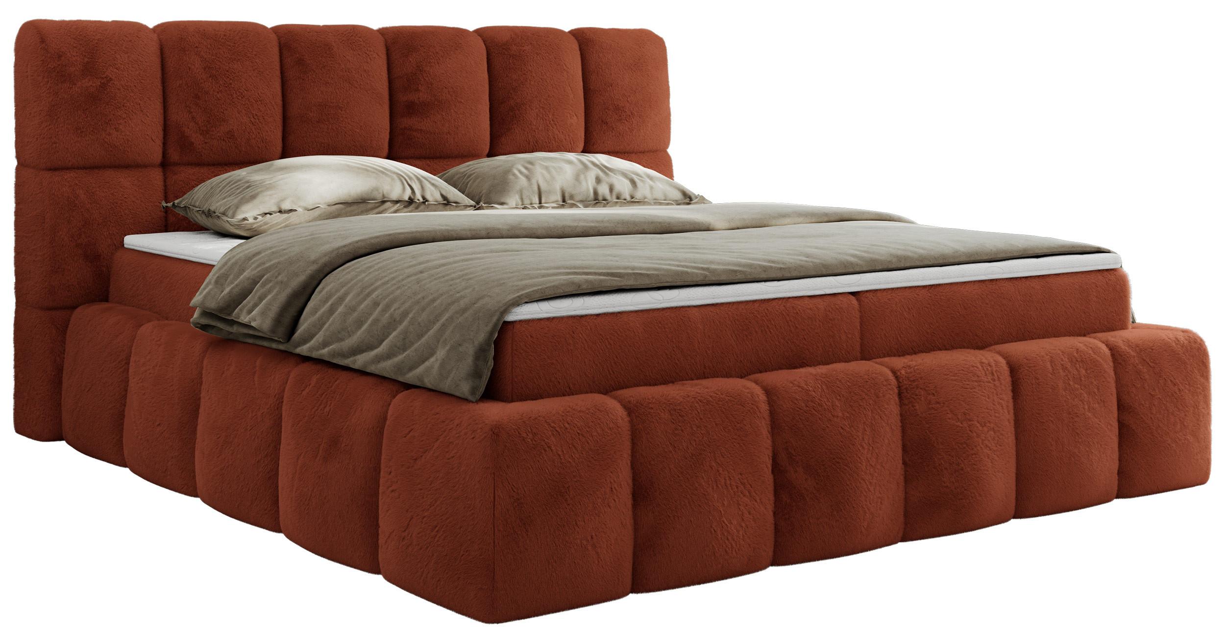 BOXBETT NIRA 180/200 - Orange Plüsch - H3 - Orange, Holz/Textil (180/200cm) - MKS