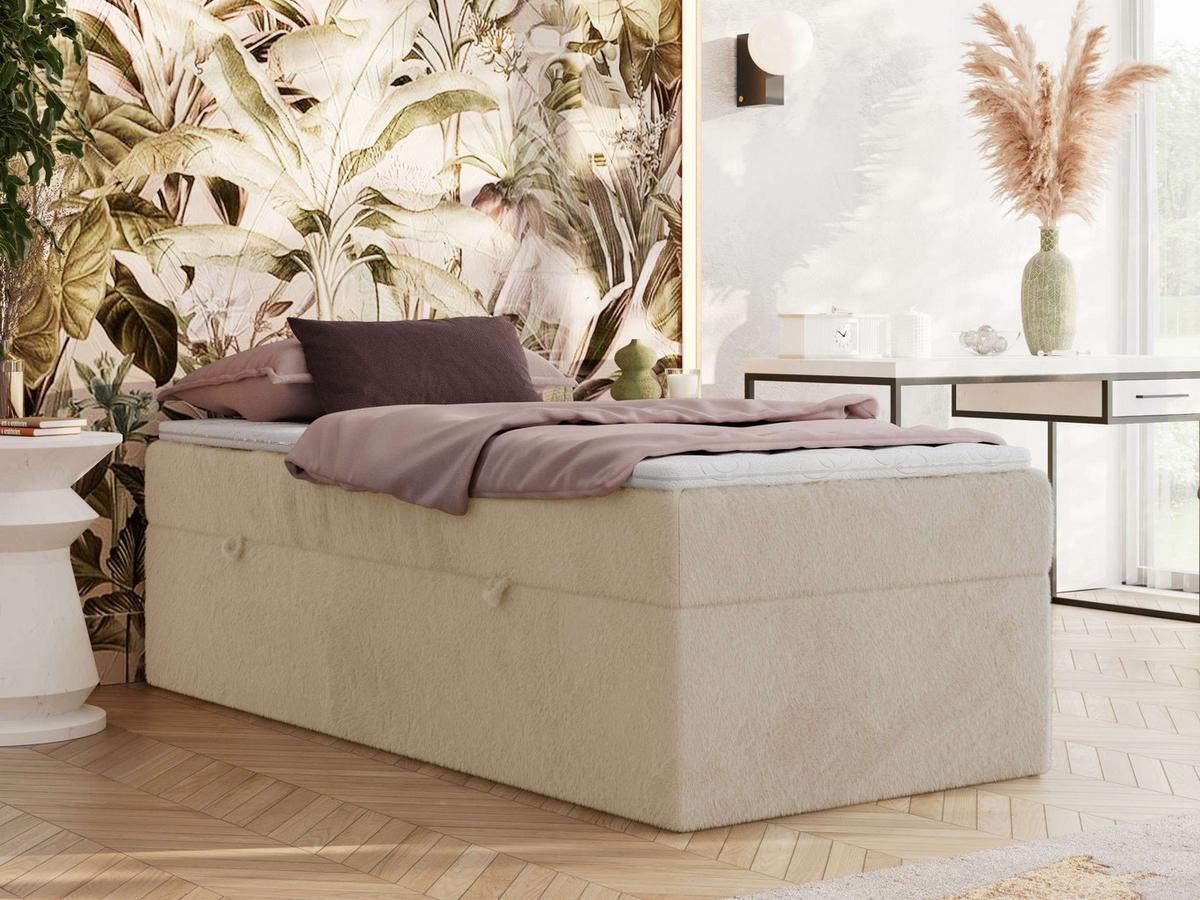 BOXBETT ZERO 90/200 - Creme Plüsch - H3 - Topper T25 - Creme, Textil (90/200cm) - MKS