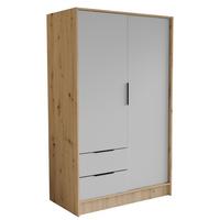 DREHTÜRENSCHRANK CAVA 102/200/51 cm Modern Kleiderschrank 2-türig Eiche Artisan - Weiß/Eiche Artisan, Holzwerkstoff (102/200/51cm) - MASSENO