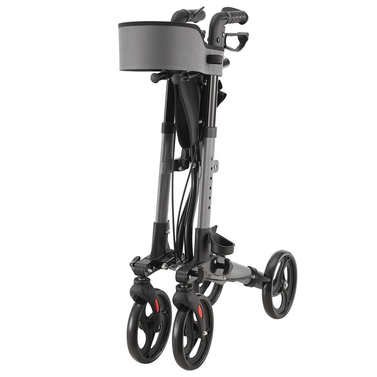 ROLLATOR Vital grau klappbar mit Sitzfläche & Einkaufstasche - Grau, Metall (63/80/68cm) - Juskys
