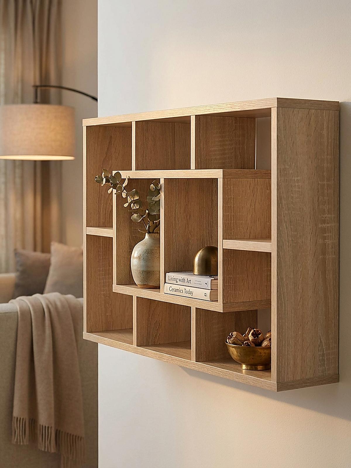 WANDREGAL RUR MDF Melaminbeschichtet Modern, Beige 85x16x48 cm - Beige, Holz (85/48/16cm) - KADIMA DESIGN