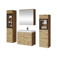 BADMÖBEL-SET Madrit II - Silberfarben/Eiche Artisan, Holzwerkstoff/Kunststoff (132/132/30cm) - MIRJAN24