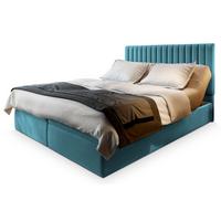 BOXBETT MURLO 200x200 cm mit Matratze und Topper, H2+H3 - Blau - Blau, Holz (200/200cm) - MASSENO