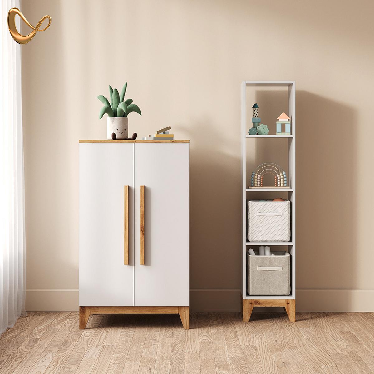 KINDERKLEIDERSCHRANK Mailo Weiß/Artisan 70 x 120 cm - Weiß/Eiche Artisan, Holzwerkstoff (70/120/53.4cm) - Livinity®