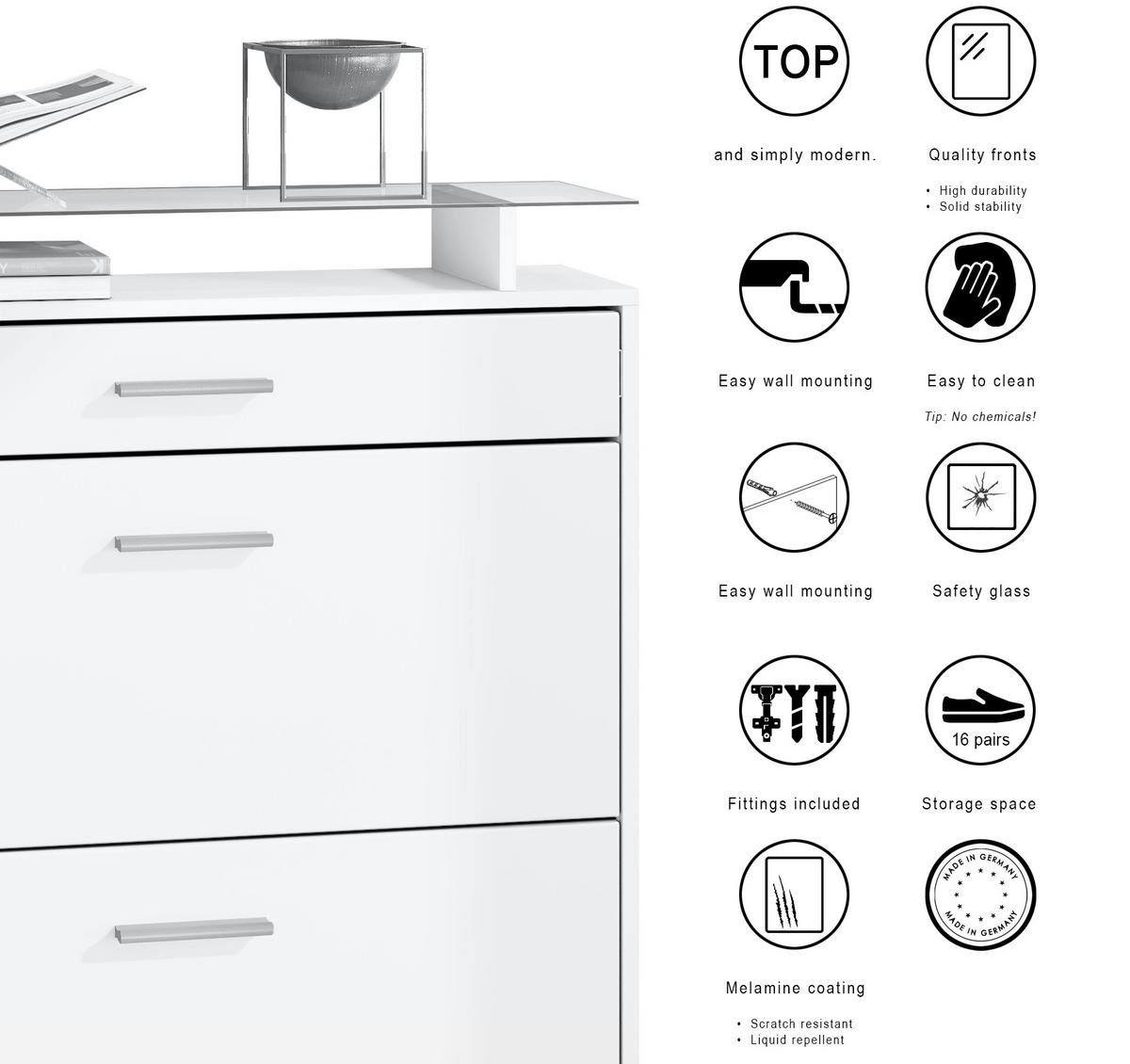 GARDEROBE Malea Front in Schwarz matt - Schwarz, Holzwerkstoff (180/180/23cm) - Vladon