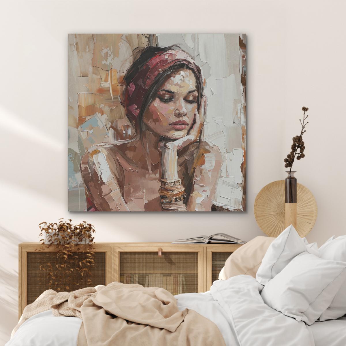 AKUSTIKBILD Frau - Lackierung - Porträt - Modern Akustikpaneele 90x90 cm - Altrosa, Kunststoff (90/90/0.9cm) - MuchoWow