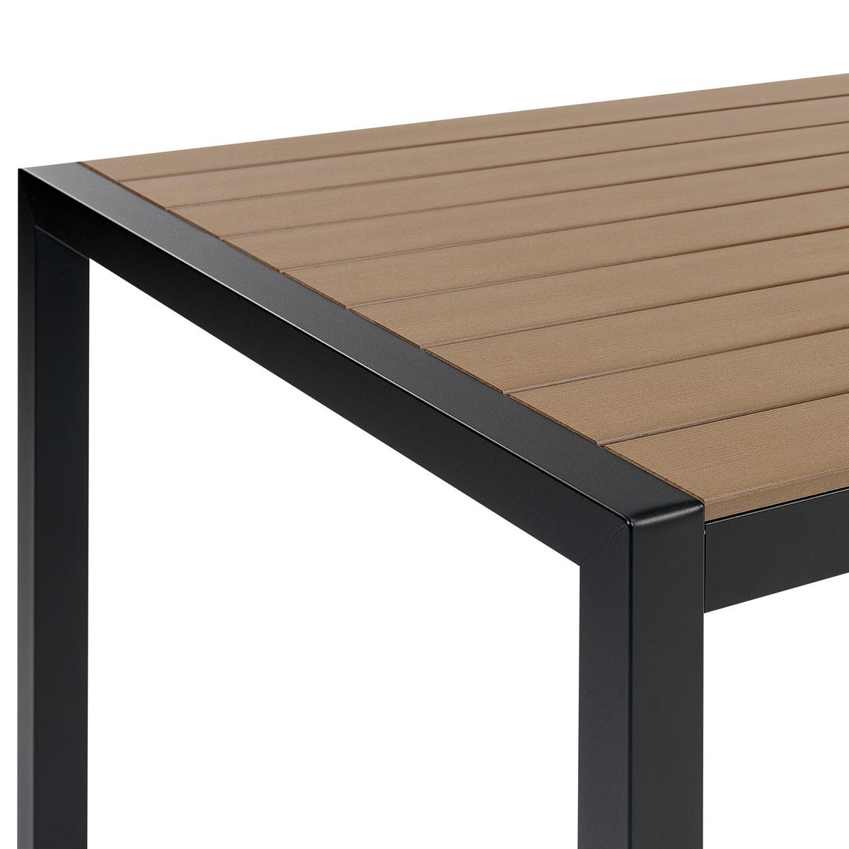 GARTENTISCH Aluminium hellbraun/schwarz 180/90 cm Vernio - Hellbraun/Schwarz, Holz (180/90/76cm) - Beliani