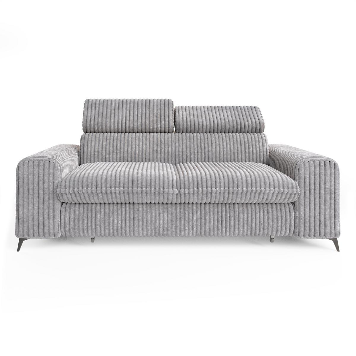 BETTSOFA BENETE Hellgrau Cordstoff mit Schlaffunktion - Hellgrau, Holz/Textil (191/89/92cm) - MASSENO