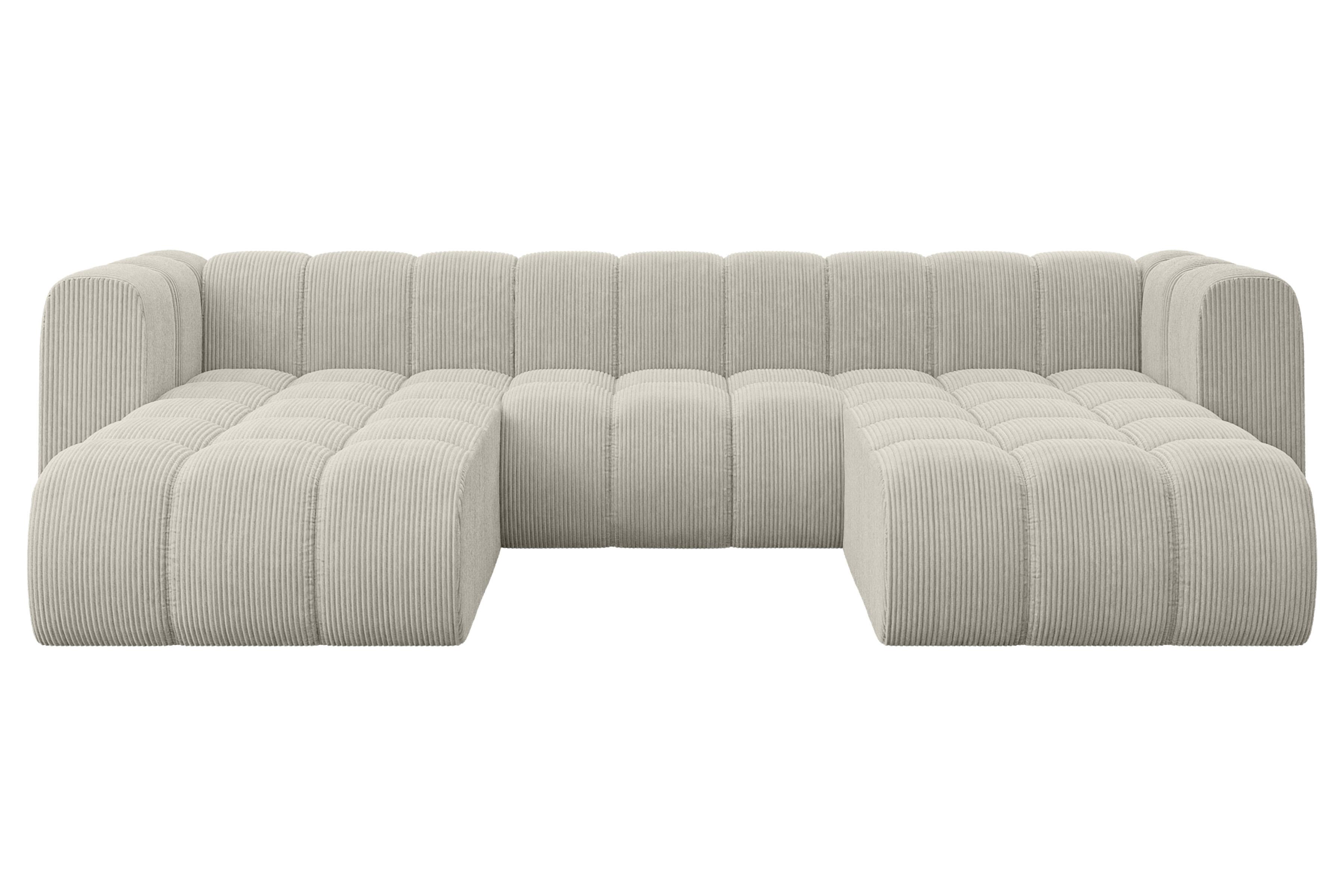 WOHNLANDSCHAFT modulares Sofa Joren-U1 - 319x177x70 cm Creme - Hellgrau/Creme, Holzwerkstoff/Textil (319/70/177cm) - ALTDECOR