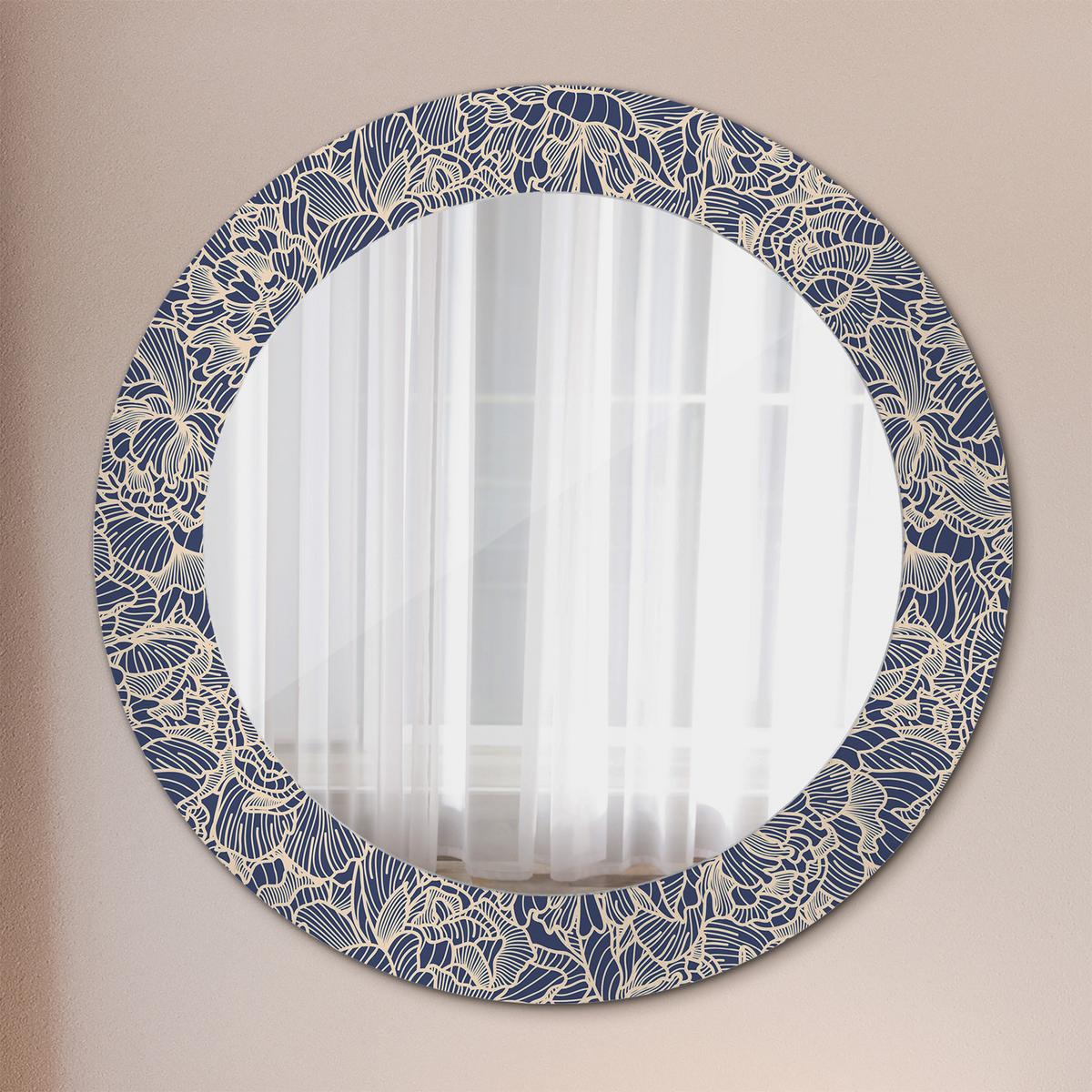 SPIEGEL Rund Ø 60 cm mit Aufdruck - Dunkelblau, Glas (60/60/0.4cm) - Wallfluent