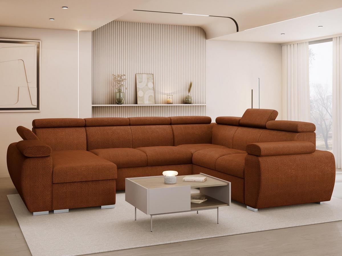 WOHNLANDSCHAFT Boston U, Seite: Links - LC+2P+R+2R - Chromfarben/Bronzefarben, Holz/Textil (325/98/260cm) - MIRJAN24
