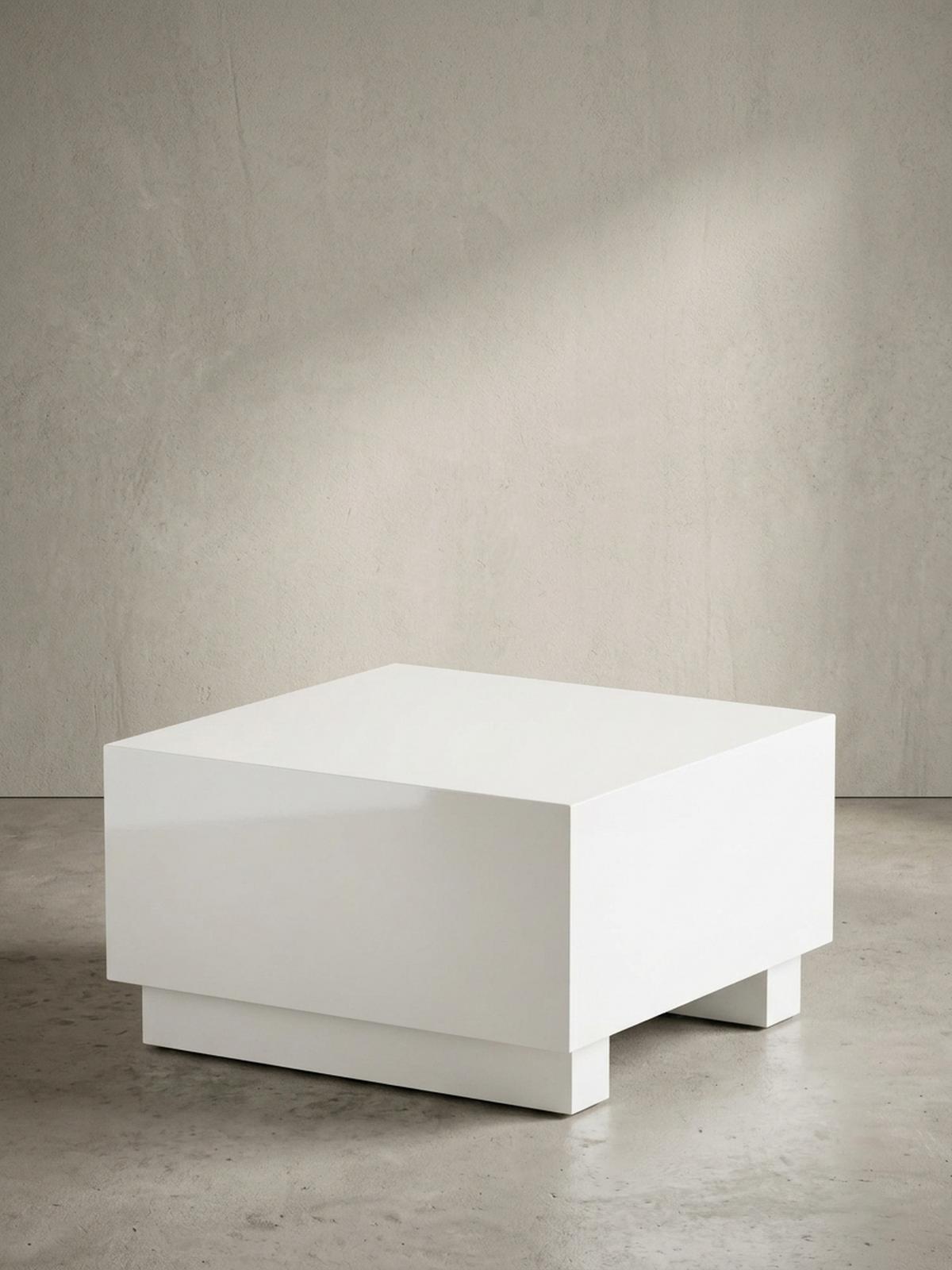 COUCHTISCH in Würfelform, Weiß Hochglanz, 60x60x35 cm, modernes Design - Weiß, Holzwerkstoff (60/60/35cm) - KADIMA DESIGN