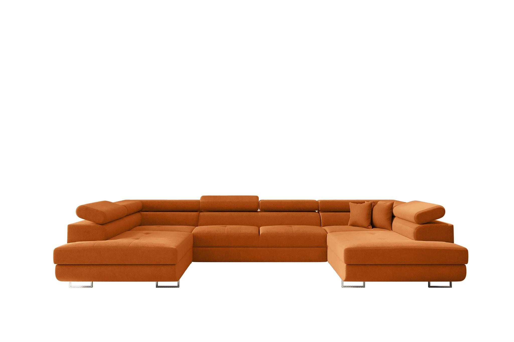 WOHNLANDSCHAFT Carmelo In Nova - Orange, Holzwerkstoff/Textil (345/90/202cm) - Fun Möbel